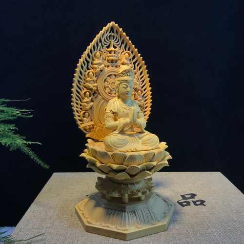 普賢菩薩 真言密教 仏教工芸品 仏師で仕上げ品 木彫仏像 極上品 彫刻