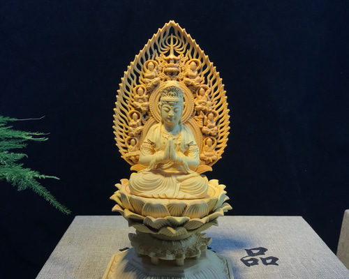 普賢菩薩 真言密教 仏教工芸品 仏師で仕上げ品 木彫仏像 極上品 彫刻