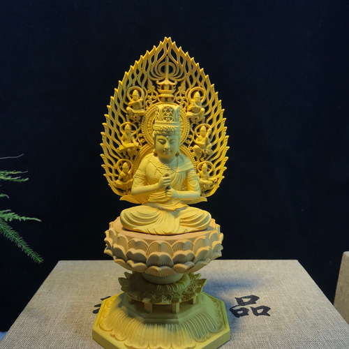 仏教工芸品 大日如来 仏師彫り 彫刻 木造仏像 仏教美術 災難除去 彫刻