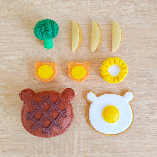 型紙＆レシピ・PDF】フェルトままごと 小熊鐵板牛排 繁体中文語