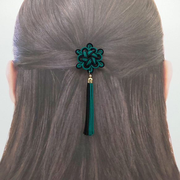 【飾り紐 】＊菊結びの被布飾り(カーキ×深緑) 61TxTgOphiL._AC_UF350,