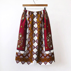 アフリカ布のギャザースカート（カンガスカート）サッシュベルト付き 軽い 涼しい 夏スカート 7枚目の画像