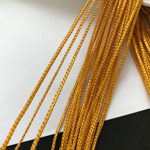 10m 組紐 ④番 金色 ラメ紐 幅2mm 紐 平紐 金銀ラメ入り リボン  