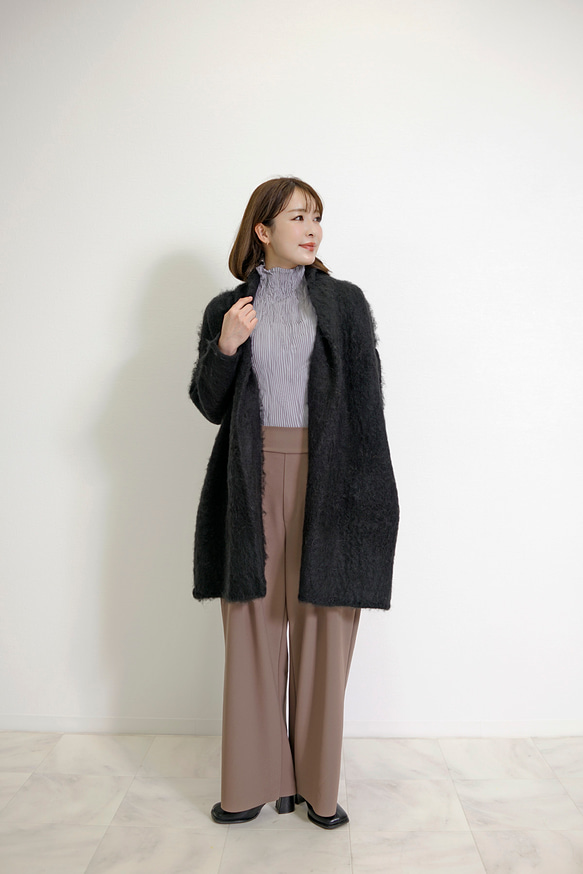 SALE】アルパカ混 ファー ニット カーディガン セミロング