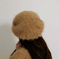 羊駝毛混紡針織貝雷帽毛皮加工蓬鬆毛皮 第6張的照片