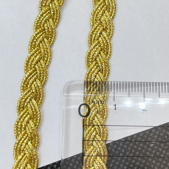 1m   三つ編みブレード　①番　ゴールド　幅7mm  ラメブレード 4枚目の画像