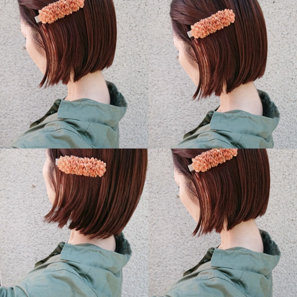 KAH-C -飾る花 ヘアクリップ- 布花のヘアクリップ 2本セット モーブパープル×ターコイズブルー 染花 9枚目の画像