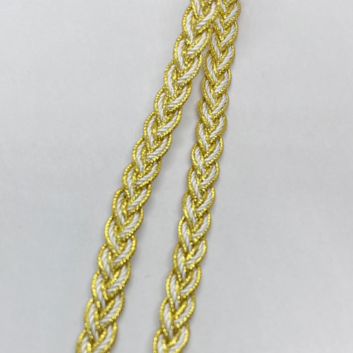 1m 三つ編みブレード ③番 白×金 幅7mm ラメブレード ラメ紐 三つ編み