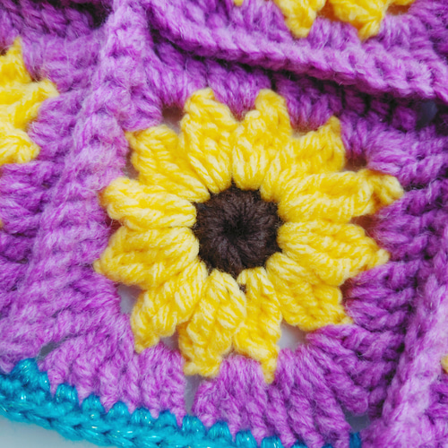 ひまわり マット ブランケット 夏 モチーフ 編み 手編み 編み物 その他