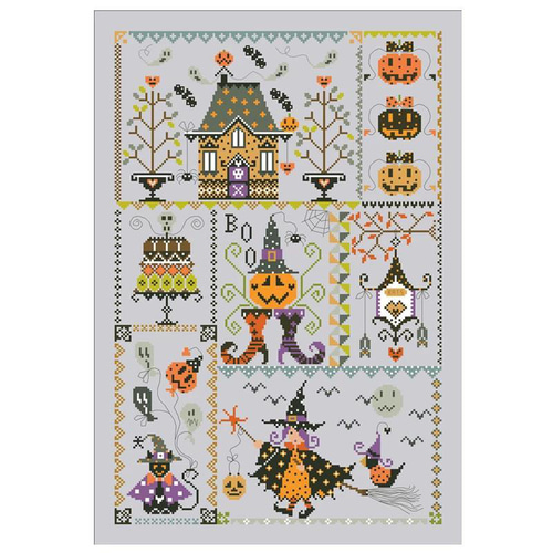 送料無料】☆ハロウィンガール／ライトグレー14CT☆クロス