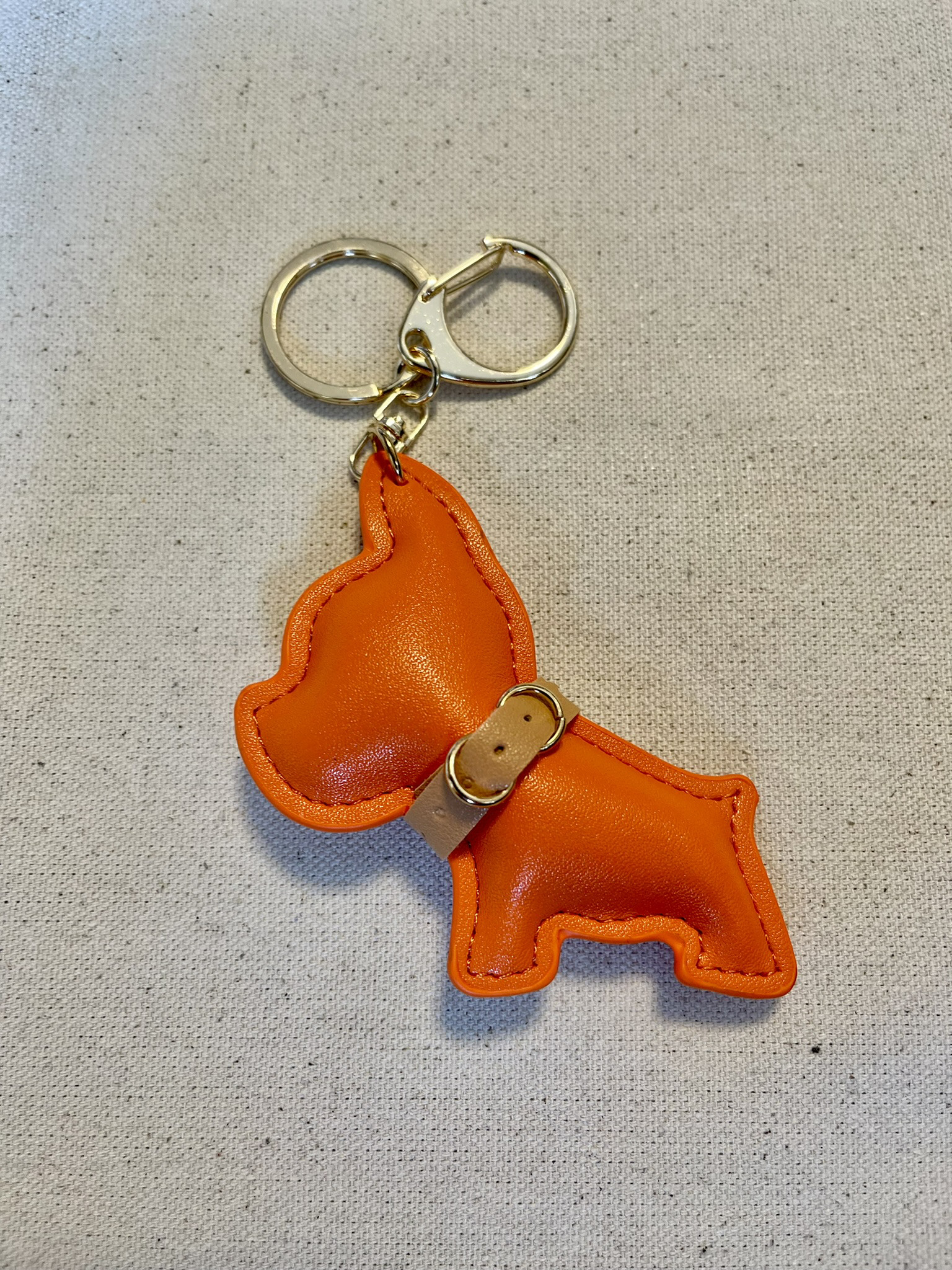犬型キーホルダー オレンジ色 刺繍キーホルダー キーホルダー ダックスフンド ダックス 誕生日