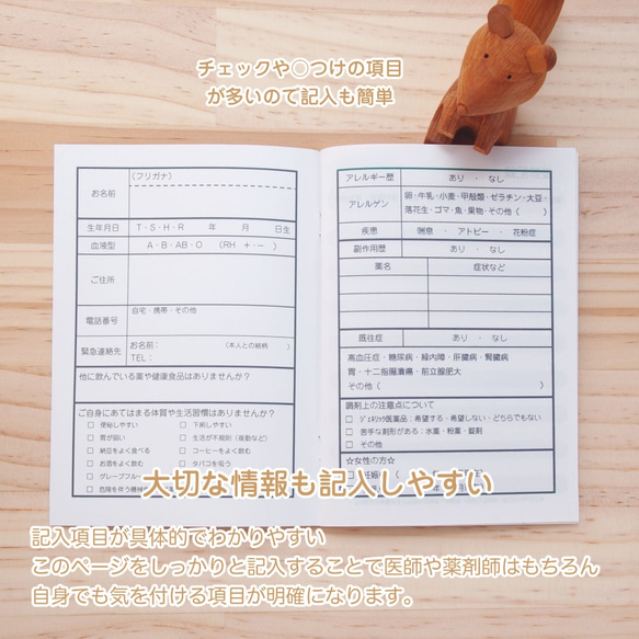 書き込みたくなるお薬手帳　すいか＆シャーベットドット　おくすり手帳　お薬手帳 5枚目の画像