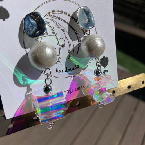 2.PVC素材☆ ピアス パール オーロラ ビニールピアス チタン メタル 
