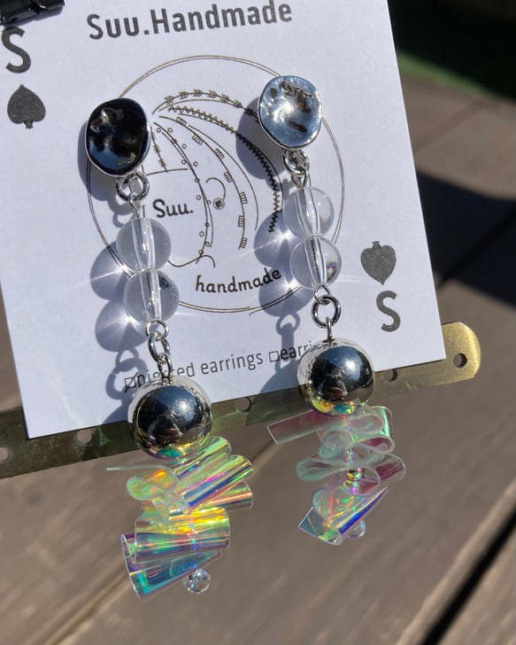 3.PVC素材☆ ピアス パール オーロラ ビニールピアス チタン メタル 