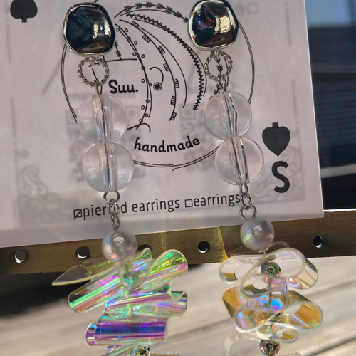 5.PVC素材☆ ピアス パール オーロラ ビニールピアス チタン メタル 