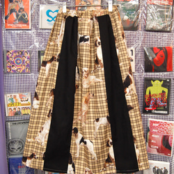 犬柄タータンチェック　ミックス　ロングスカート 3枚目の画像