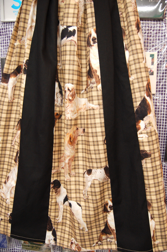 犬柄タータンチェック　ミックス　ロングスカート 4枚目の画像