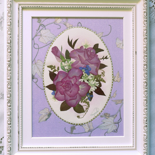 押し花アート 『薔薇』 不思議な花倶楽部
