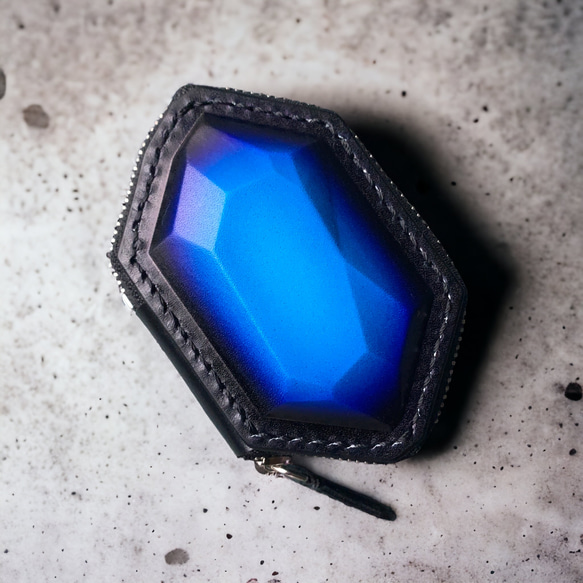 【Polyto】革の宝石アクセサリーケース(ブルー) 2枚目の画像