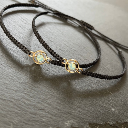 ペアアンクレット☆シャネルストーン ブラック＆ブラック アンクレット