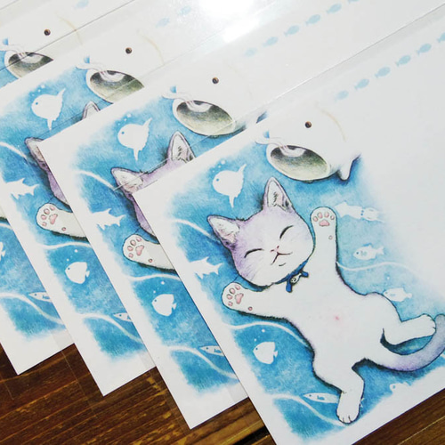 【merさま】ねこイラストのポストカードセット★ 48a6a8443ce6e9cbc86ae405a07295