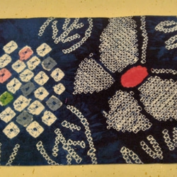 【新品】綿半幅帯･有松絞と無地パープル　紫陽花蝶々　浴衣帯･リバーシブル 6枚目の画像