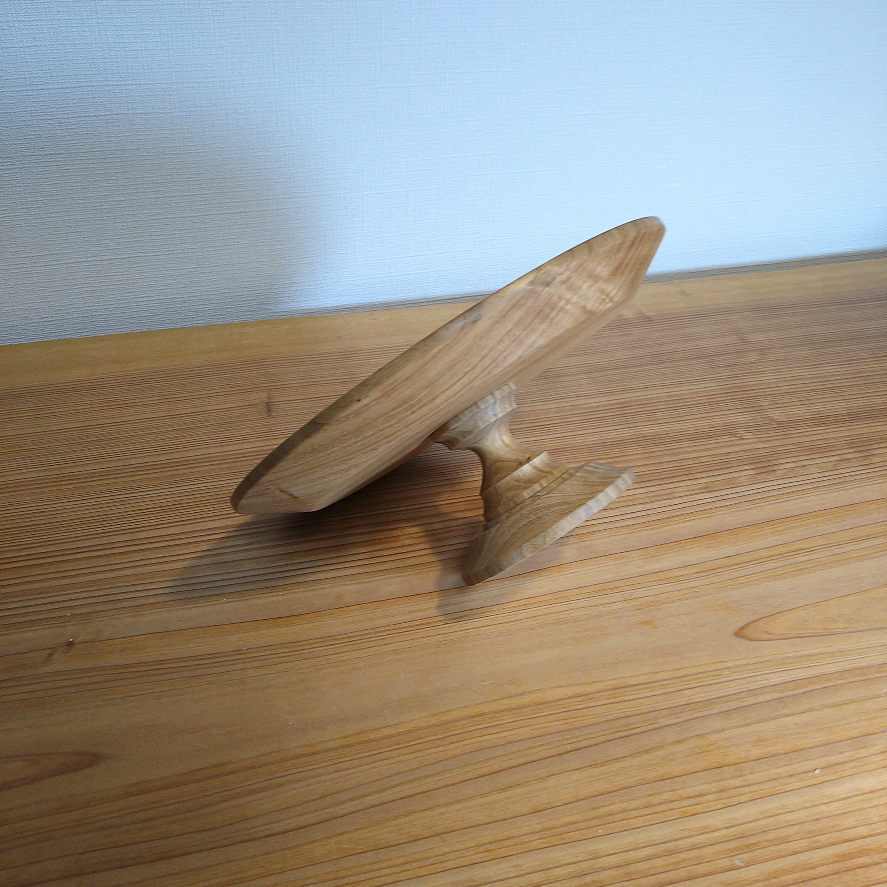 北欧テイスト　 コンポート・ ケーキスタンド 　木製  クリ  栗　径約２２センチ　高さ約８.５センチ