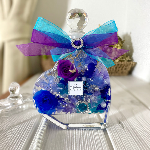 ハーバリウム ハートボトル［ブルーパープルプリンセス］｡:° ハー  
