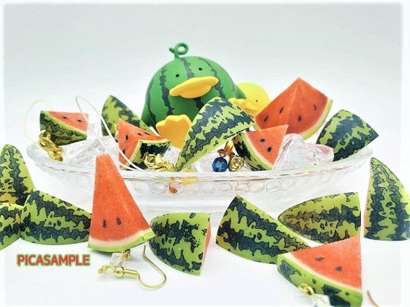 スイカ大サイズ☆リアルな食品サンプルのフルーツイヤリング 11枚目の画像