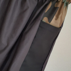 チョコレート色コットン生地ロングスカート大きめポケットゆったり 9枚目の画像