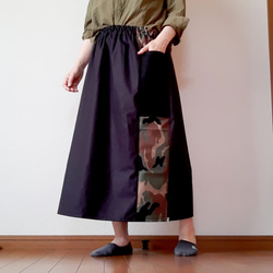 チョコレート色コットン生地ロングスカート大きめポケットゆったり 6枚目の画像
