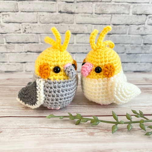 ☆まめひこ☆オカメインコあみぐるみバッグチャーム5点セット まめっこインコ（オカメインコ） あみぐるみ あみぐるみ屋mippo 通販