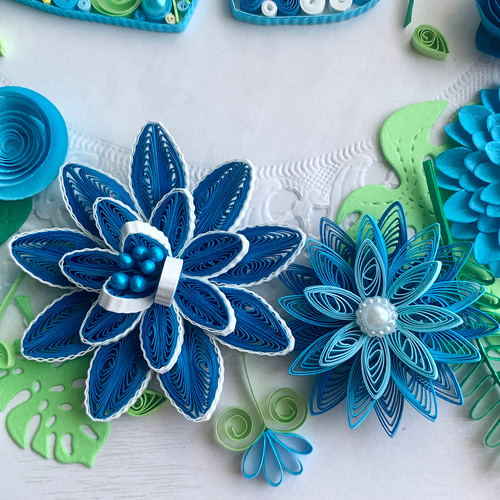 ペーパークイリング　ブルーのお花プレート d3b2283fe2ff751c7dfe6fdbbf887c