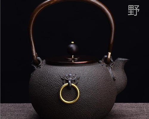鉄瓶　蓋銅製 tb143sa, 初代亀文堂 波多野正平写 鶴首砂鉄鉄瓶 共蓋・替え蓋