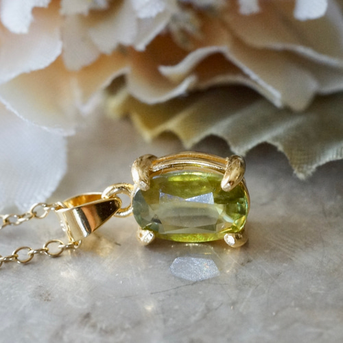 送料無料】7月誕生石 再販x5 イエローグリーン スフェーン ペンダント