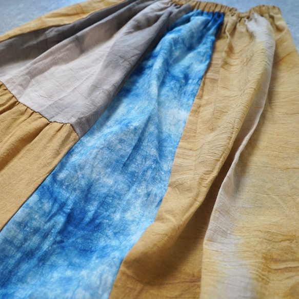 拼布褶皺半身裙/三河紡織 第7張的照片