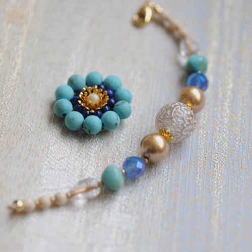 天然石の帯留め ターコイズ 帯留め アトリエまりりん 通販 14346050  