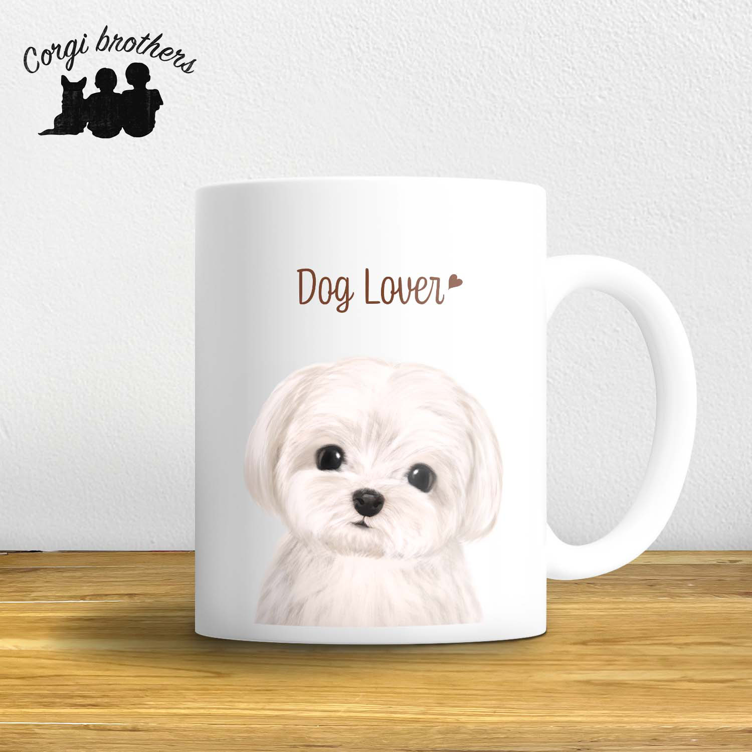 【 マルチーズ 水彩画風 毛色1色 】　マグカップ　お家用　プレゼント　犬　うちの子　犬グッズ　プレゼント        Ω