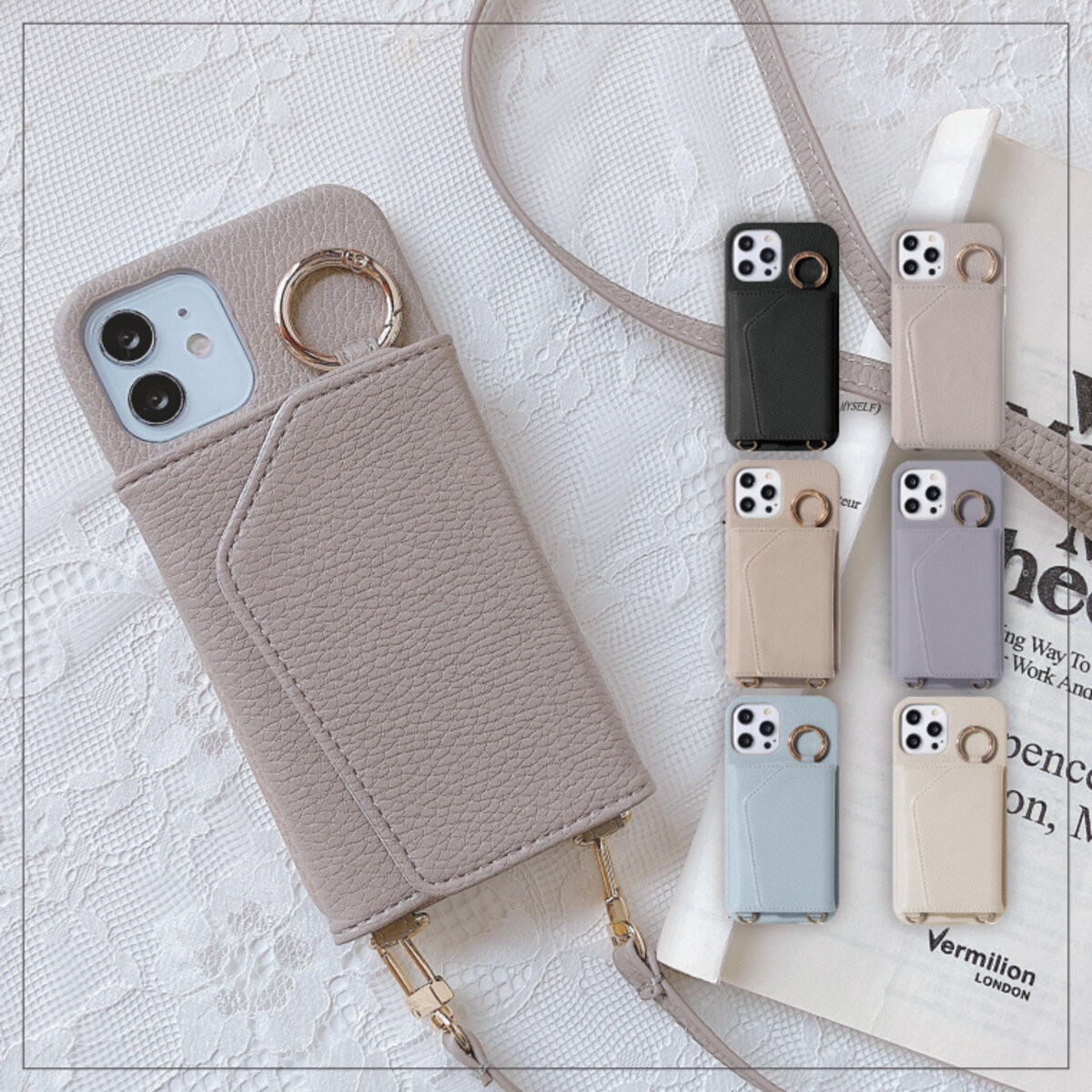 L'arcobaleno ショルダーストラップ付iPhoneケース 13