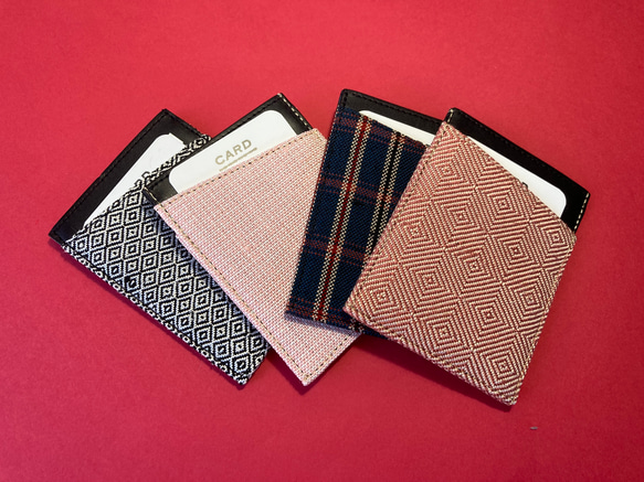 カードケース 薄型 スリム キュッシュレス 両面カードケース　ざざんざ織 1枚目の画像