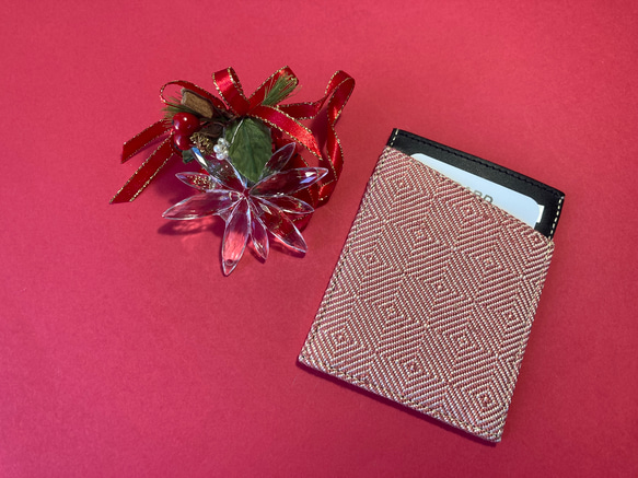カードケース 薄型 スリム キュッシュレス 両面カードケース　ざざんざ織 2枚目の画像
