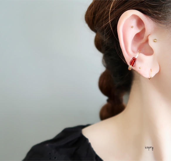 -  ear cuff  -  hook（ gold オイルインクォーツ原石）no.1792 12枚目の画像