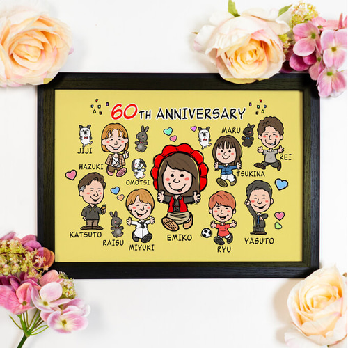 似顔絵長寿・還暦祝い（赤いちゃんちゃんこ）・ー大人数・ 似顔絵 長寿・還暦祝い（赤いちゃんちゃんこ）・大人数 その他
