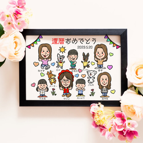 似顔絵長寿・還暦祝い（赤いちゃんちゃんこ）・ー大人数・ 似顔絵 長寿・還暦祝い（赤いちゃんちゃんこ）・大人数 その他