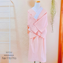 衿付き半襦袢 裾除けペチコート セットアップ 薄桃 着物 和裁はりとい