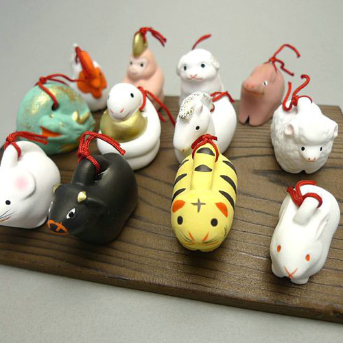 ◇商品番号 3854 豆干支土鈴十二支セット 錦染 箸・箸置き 松韻堂 通販