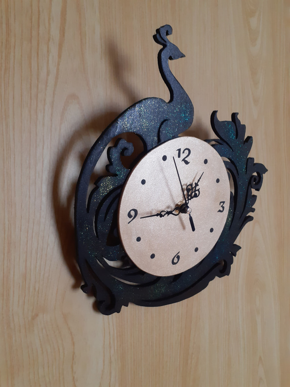 木工　Peacock壁掛け時計(送料無料) 2枚目の画像