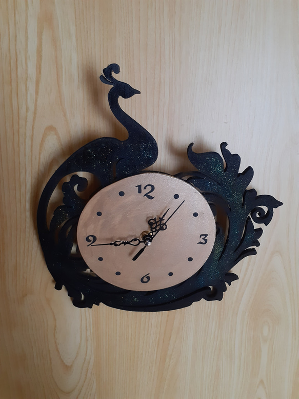 木工　Peacock壁掛け時計(送料無料) 3枚目の画像