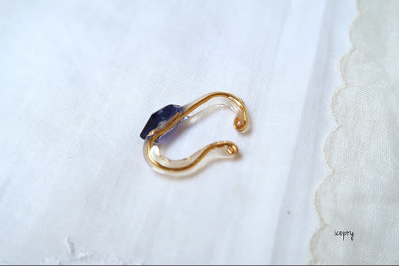 -  ear cuff  -  hook（ gold アイオライト　スライス）no.1794 3枚目の画像