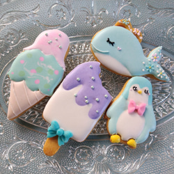 Creema限定『夏のクッキー缶』選べる!クジラとペンギンのアイス屋さん※白砂糖不使用身体に優しいアイシングクッキー 6枚目の画像